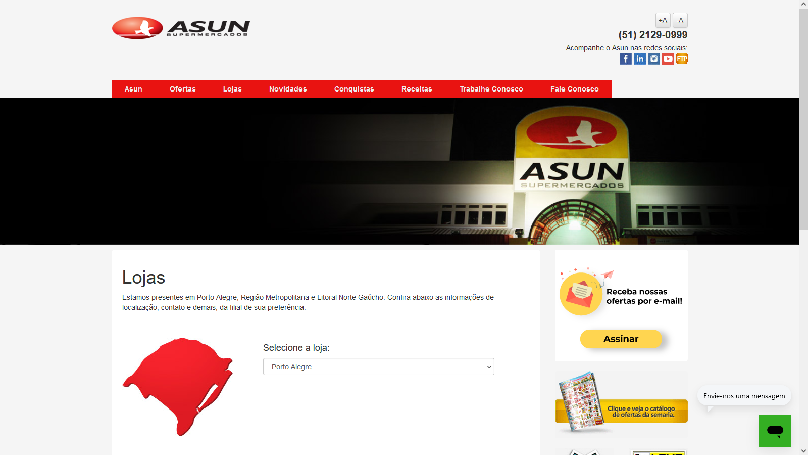 Site do Asun Supermercados desenvolvido pela MSW Agência
